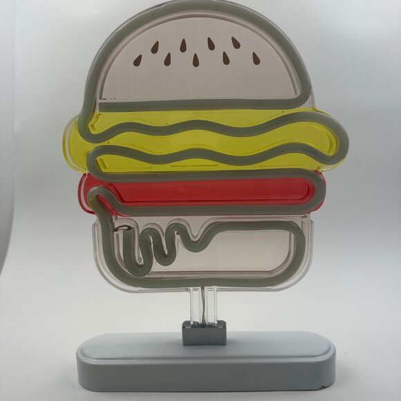 12" Hamburger Cheeseburger Acrylic Tabletop Neon Sign Lamp Battery Operated - Picture 6 of 12